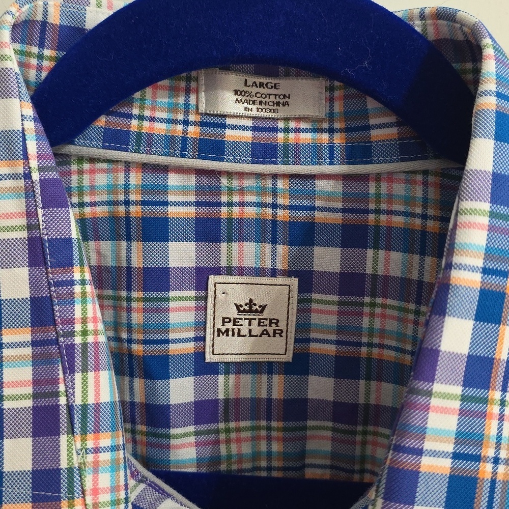 Peter Millar Set Of 2 100% Cotton Collared Button Down Long Sleeve Shirts Large - Picture 3 of 11